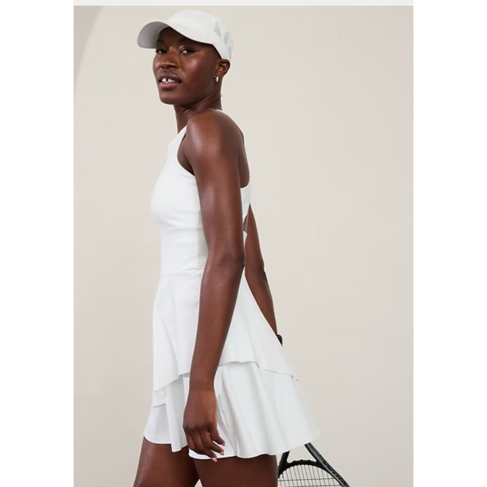 Athleta White Racerback Zip-Front Tennis Dress - Picture 5 of 7